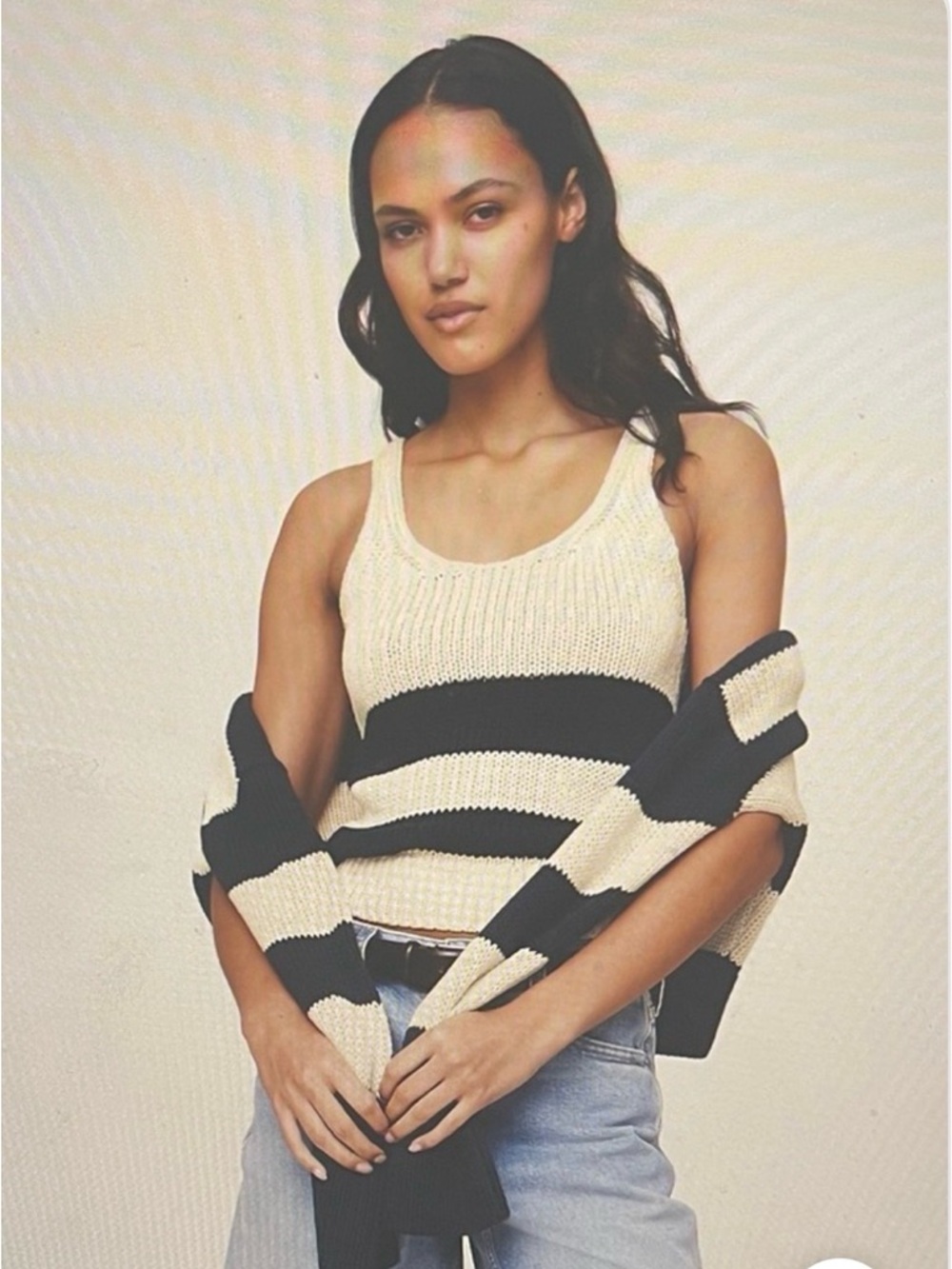 NWT Banana Republic Cream & Navy Striped Sweater Knit Tank